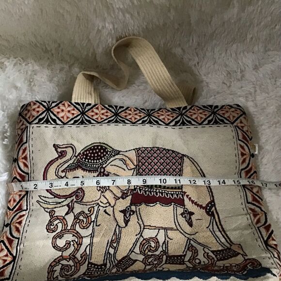 Sam Well Canvas Tote Asian Elephant Tapestry Lined Medium Boho VSCO Indie - Picture 10 of 12